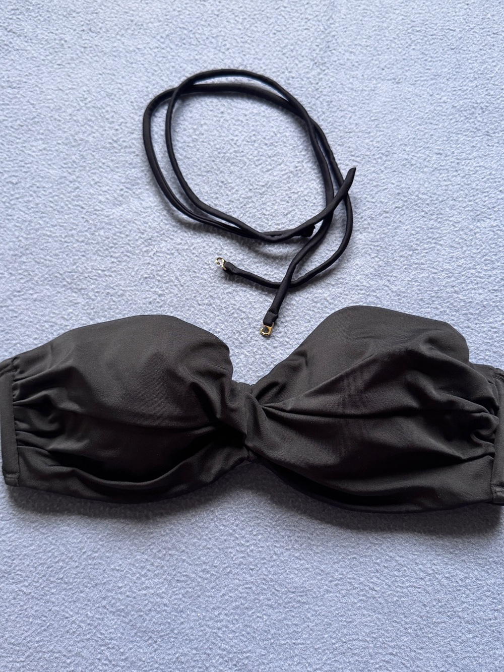 Victoria's Secret Black Bandeau Swim Top with Gold Hardware